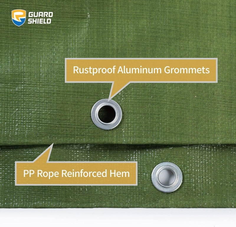 GUARD SHIELD Heavy Duty Tarp 12x16 Feet Green Multi Purpose Thick Waterproof Poly Tarp Cover 10mil - Image 4