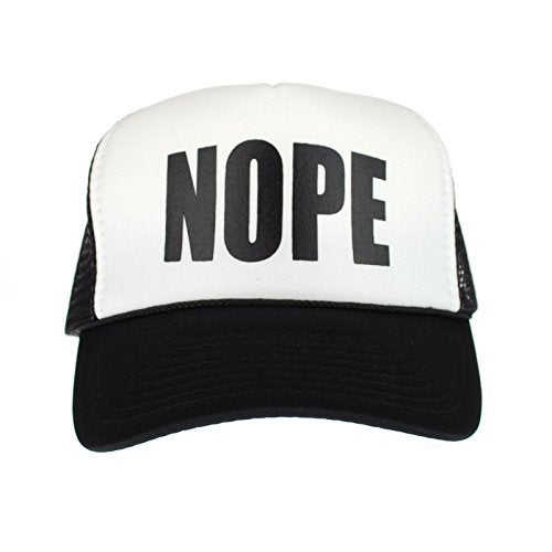 SA106 Mens Nope Ironic Funny Slogan Hipster Snap Back Cap Cotton Mesh Trucker Hat - Image 1