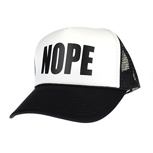 SA106 Mens Nope Ironic Funny Slogan Hipster Snap Back Cap Cotton Mesh Trucker Hat - Image 2