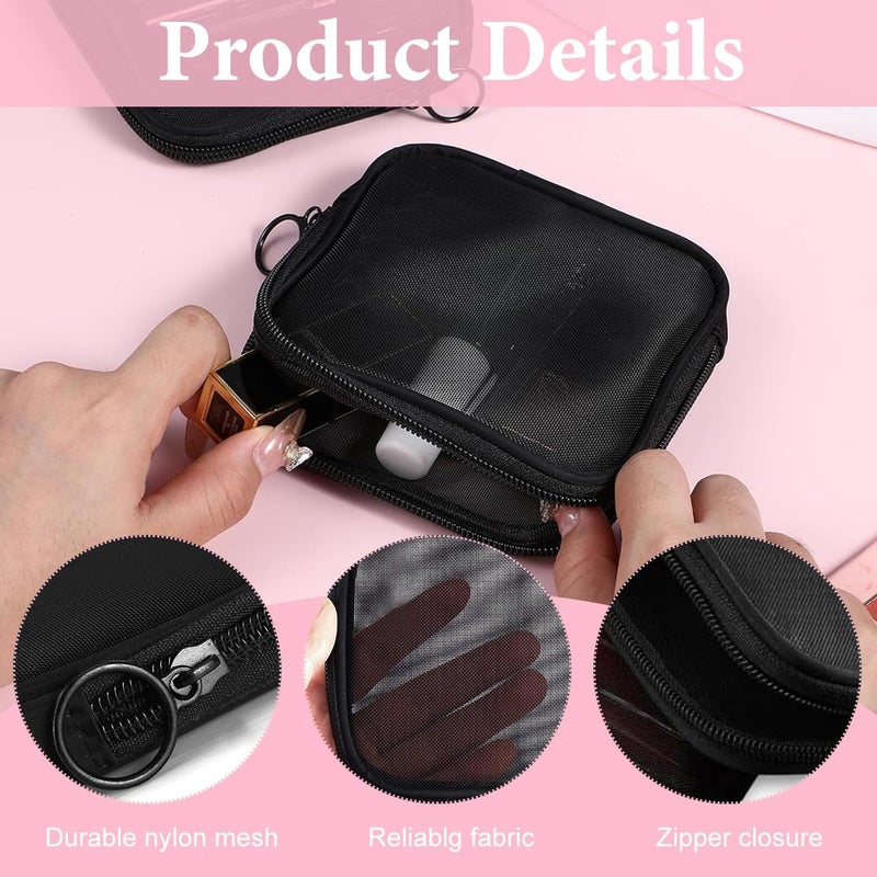 M'AYCREATE MAYCREATE Nylon Kawaii Makeup Bag, Travel Cosmetic Bag Portable Makeup Bag Toiletry Bag Storage Pouch, Office School Stationeries Storage Pouch (Black), 12 cm, 2 cm - Image 3