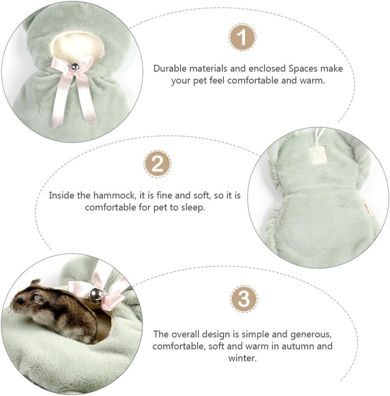 DOITOOL Hamster Hanging Hammock Bed with Plush Warm, Green Small Pet Nest Bed for Winter Cage Use - Image 5