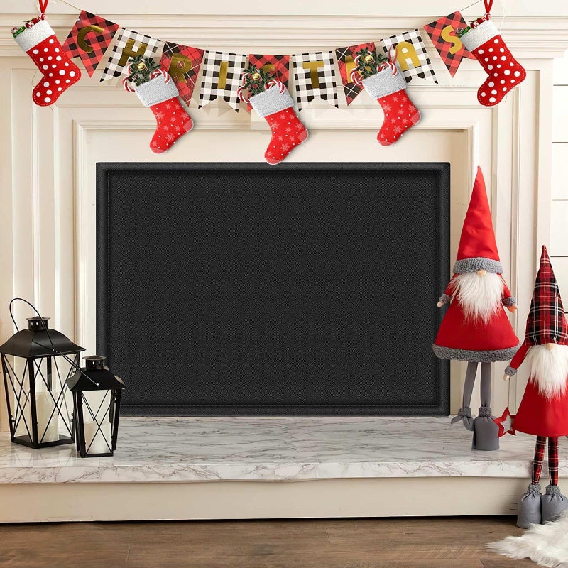CADARA Fireplace Blocker Blanket Stops Heat Loss Magnetic Fireplace Draft Stopper Indoor Fire Place Draft Cover with Hook and Loop Tapes Cold Air Blocker Save Energy Black 39 W x 32 H