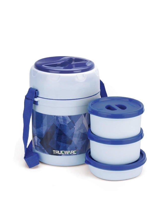 Trueware Foody Plus 2 Thermoware Lunch Box with 3 Microwave conainter (2 x 300 ML & 1 x 200 ML) - Image 1