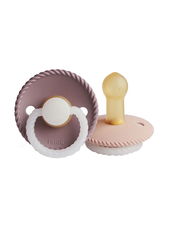 فريج Pack Of 2 Rope Latex Baby Pacifier 0-6M, Twilight Mauve Night/Blush Night - Size 1