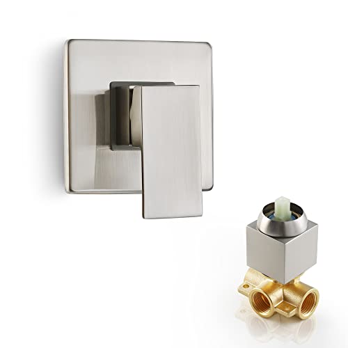 SKOWLL Shower Valve Kit, Single Handle Mixing Valve Shower Control Valve Kit Single Function Rough-In Valves Set, Brushed Nickel Tub Valve and Trim Kit - Image 1