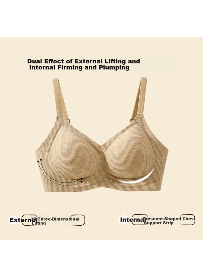 Gujin Women's Small Bust Enhancing Push-up Bra, Simple Wireless Invisible Seamless Back Support Anti-sagging Bra