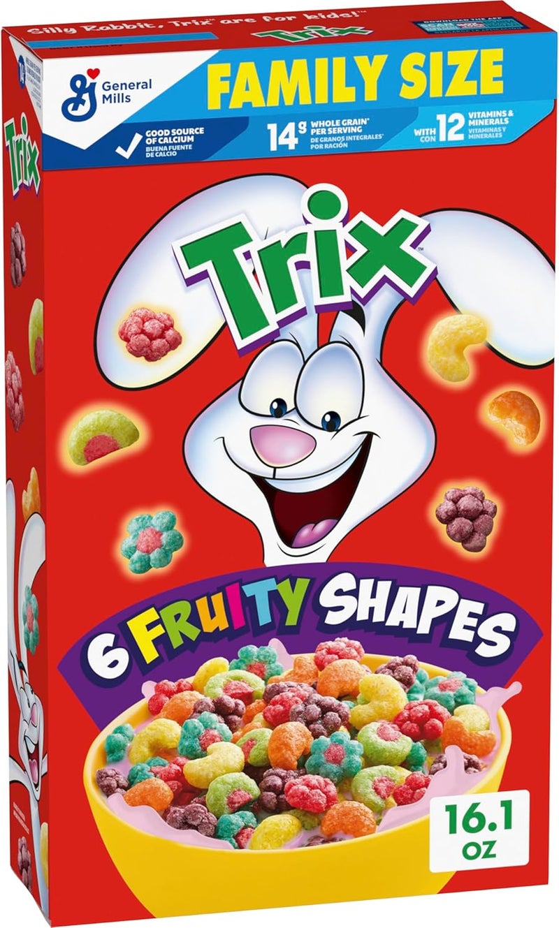 Trix Breakfast Cereal, 6 Fruity Shapes, Whole Grain, Family Size, 16.1 oz - Image 1