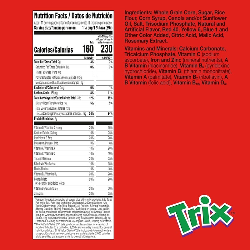 Trix Breakfast Cereal, 6 Fruity Shapes, Whole Grain, Family Size, 16.1 oz - Image 2