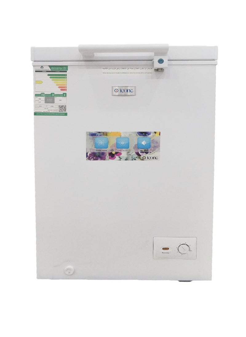 iCone Icone Horizontal Freezer with Spacious 3.5 Cu. Ft. (100 Liters) Capacity, Frost-Free Steam Cooling System, Two Interior Storage Baskets, Interior Lighting for Easy Visibility, Manual Lock for Security, and Large Wheels for Easy Mobility - Model ICN1-100  - Image 4
