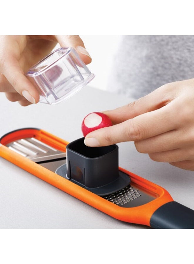HOMESTAR 2-In-1 Creative Vegetable Grater - Handheld Shredder For Ginger & Vegetables, Stainless Steel Blades With ABS Handle, Orange Kitchen Tool 28.5*5.7*4.3cm - Image 3