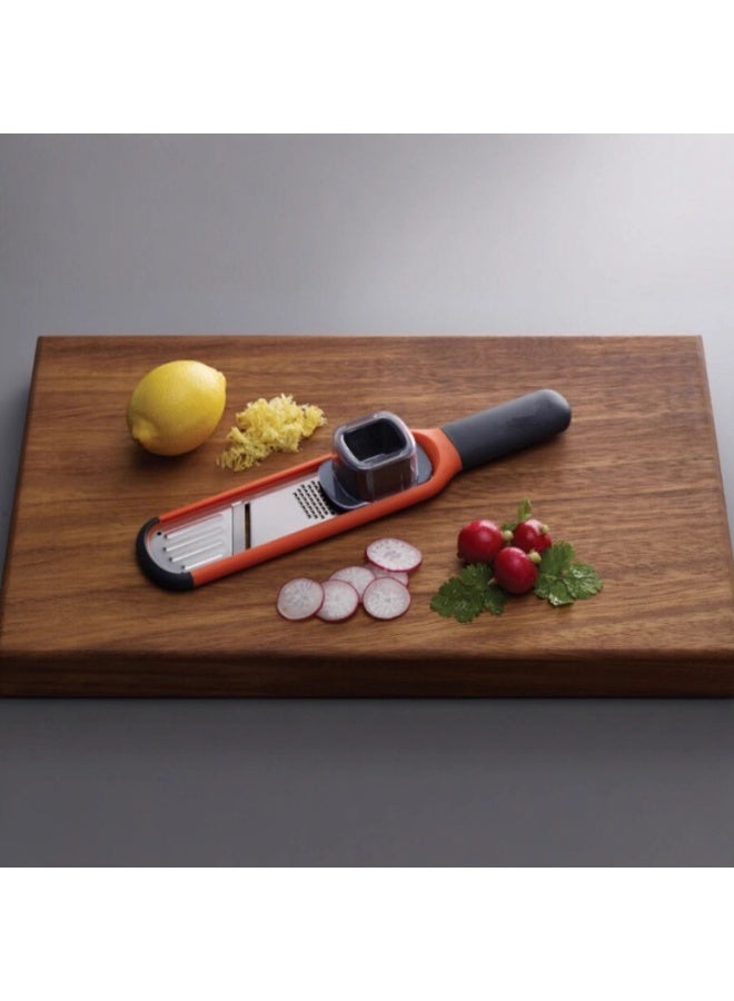 HOMESTAR 2-In-1 Creative Vegetable Grater - Handheld Shredder For Ginger & Vegetables, Stainless Steel Blades With ABS Handle, Orange Kitchen Tool 28.5*5.7*4.3cm - Image 2