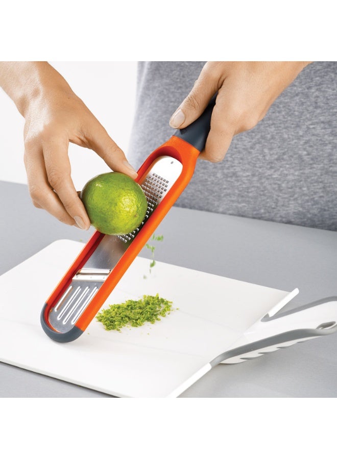 HOMESTAR 2-In-1 Creative Vegetable Grater - Handheld Shredder For Ginger & Vegetables, Stainless Steel Blades With ABS Handle, Orange Kitchen Tool 28.5*5.7*4.3cm - Image 1