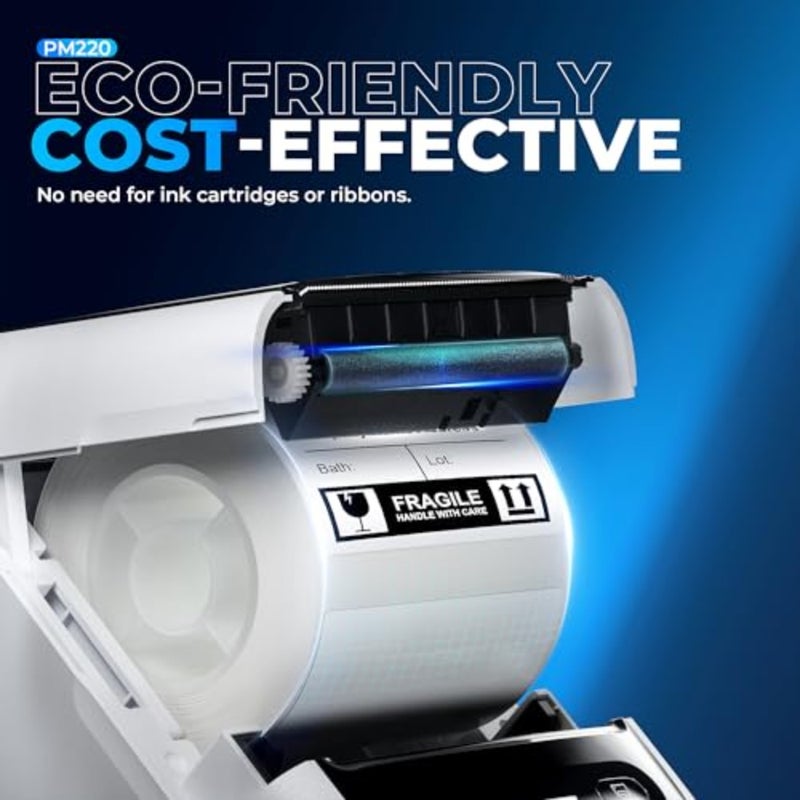 Label Maker Machine with Tape, PM220 tooth Label Printer, White High Quality and Inkless Thermal Printing, Waterproof Label, Easy to use with Smart AI APP for School, Small Business, Home - Image 5