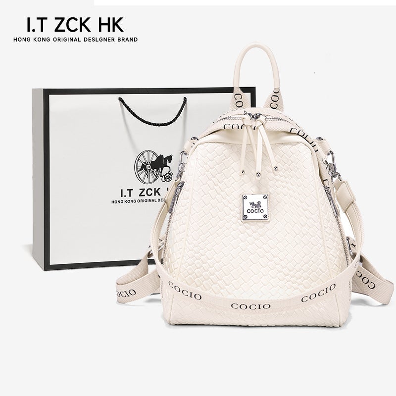Diamond Backpack Women'S Genuine Leather Backpack Easiest For Match Large Capacity High-End Handbag Fashionable - Image 1