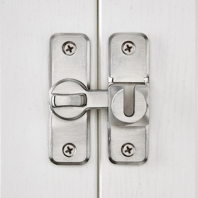 INIRET Silvery Enhanced Security Flip Latch Lock - Heavy-Duty 90/180 Degree Sliding and Swing Door Latch for Barns, Gates, and More - Image 4