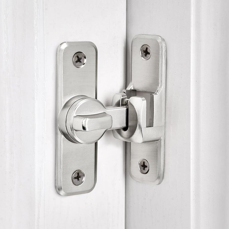 INIRET Silvery Enhanced Security Flip Latch Lock - Heavy-Duty 90/180 Degree Sliding and Swing Door Latch for Barns, Gates, and More - Image 3