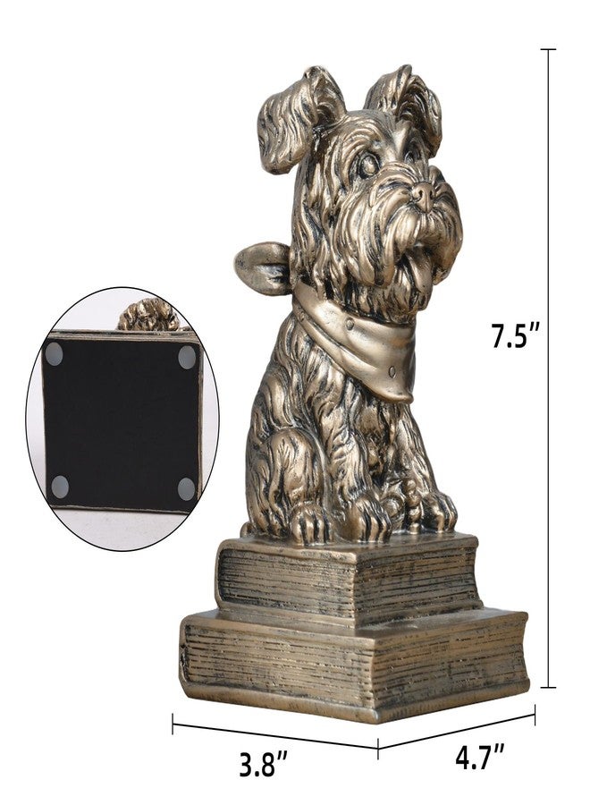 Kakizzy Vintage Antique Gold Dog Bookends,Decorative Book Ends for Shelves,Creative Resin Schnauzer Statues Book Holders for Desk Home Office Bookshelf Decoration,Gifts for Dog Enthusiasts - Image 3