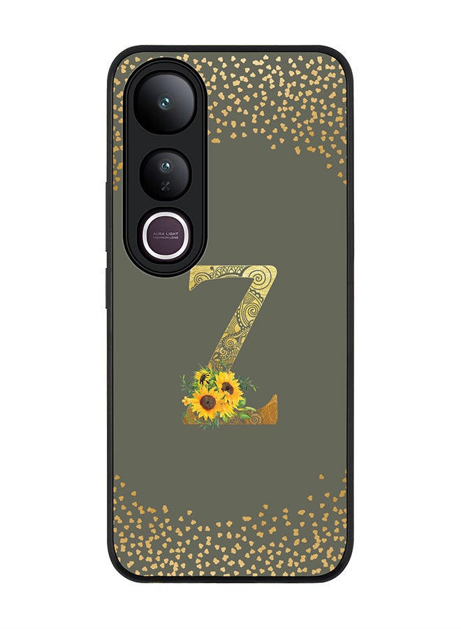 Stylizedd For vivo V50 Lite Case,Slim fit Camera Protection, Shockproof Thin Phone cover  - Custom Floral Monogram - Z  (Olive Green )
