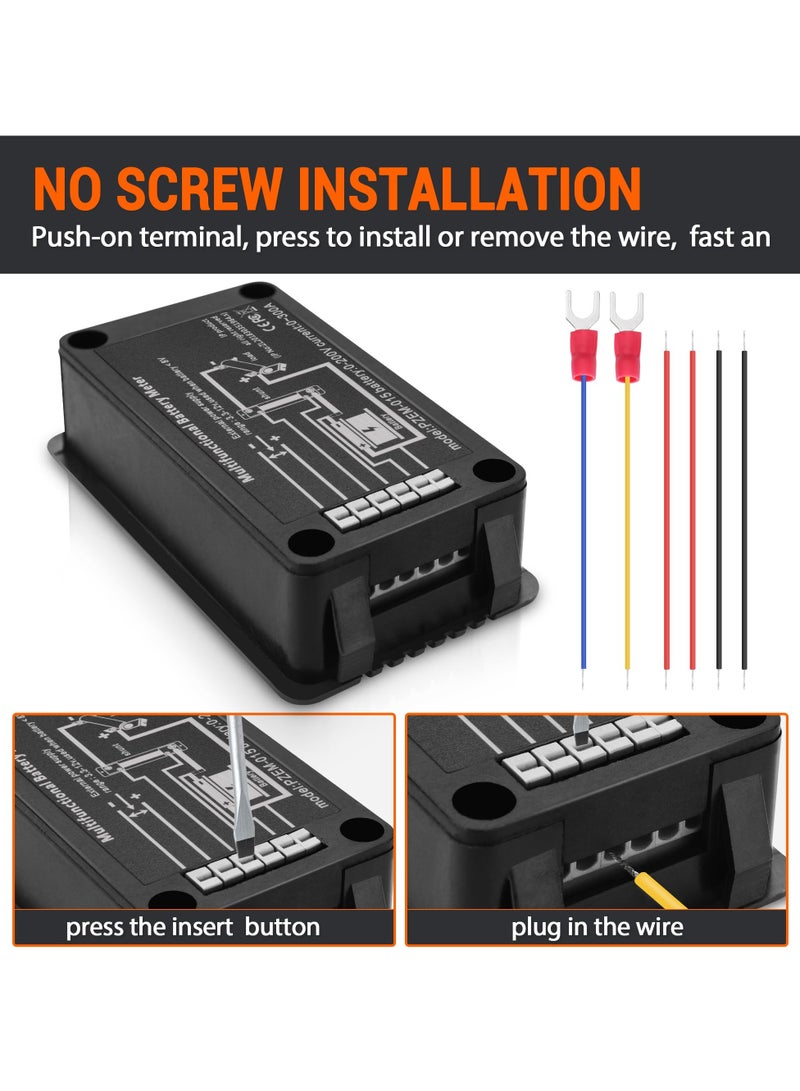 SYOSI DC 9 in 1 Battery Monitor Meter with Shunt, 0-200V 0-100A LCD Display Digital Current Voltage Power Energy Meter, Easy Installation Multimeter Voltmeter Ammeter for Cars RV Solar System - Image 3