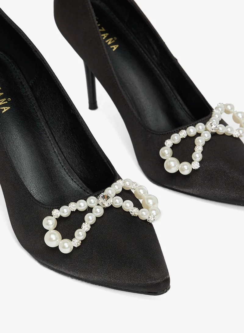Khizana Black Diamante Heeled Pump for Women | Best Price UAE