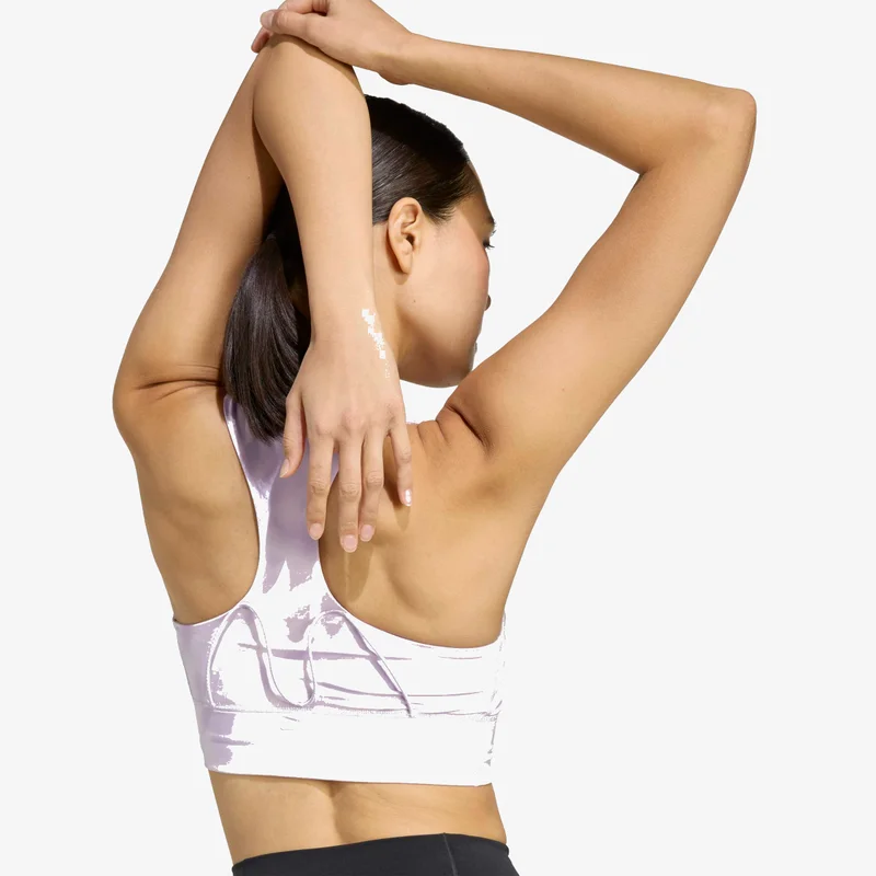 Adidas ice lavender/powder plum Run Pocket Medium-Support Allover Print Bra for Women | Best Price UAE