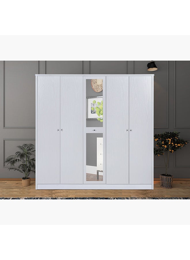 Home Box - Cornell 5-Door Wardrobe with Mirror 213 x 208 x 55 cm - Image 1