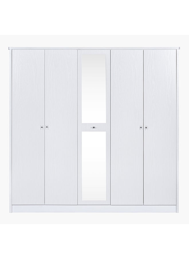 Home Box - Cornell 5-Door Wardrobe with Mirror 213 x 208 x 55 cm - Image 1