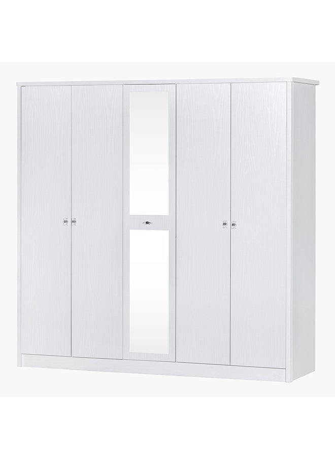 Home Box - Cornell 5-Door Wardrobe with Mirror 213 x 208 x 55 cm - Image 1