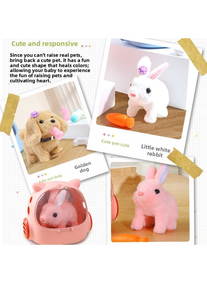 Children's Rabbit Plush Toy Girl's Electric Simulation Animal Doll Called Moving Cute Pet Doll Birthday Gift-Color:Cute Pet Backpack Puppy Gray And White  - Image 3