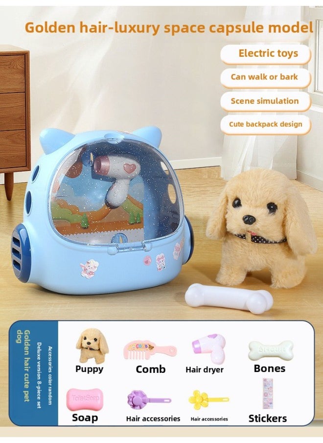 Children's Rabbit Plush Toy Girl's Electric Simulation Animal Doll Called Moving Cute Pet Doll Birthday Gift-Color:Cute Pet Backpack Puppy Gray And White  - Image 1