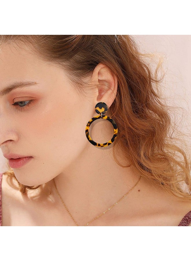 MOLOCH Acrylic For Women Geometry Resin Drop Dangle Earrings Bohemia Tortoise Shell Hoop Earrings Mottled Statement Stud Earrings Fashion Jewelry (Tortoiseshell) - Image 2