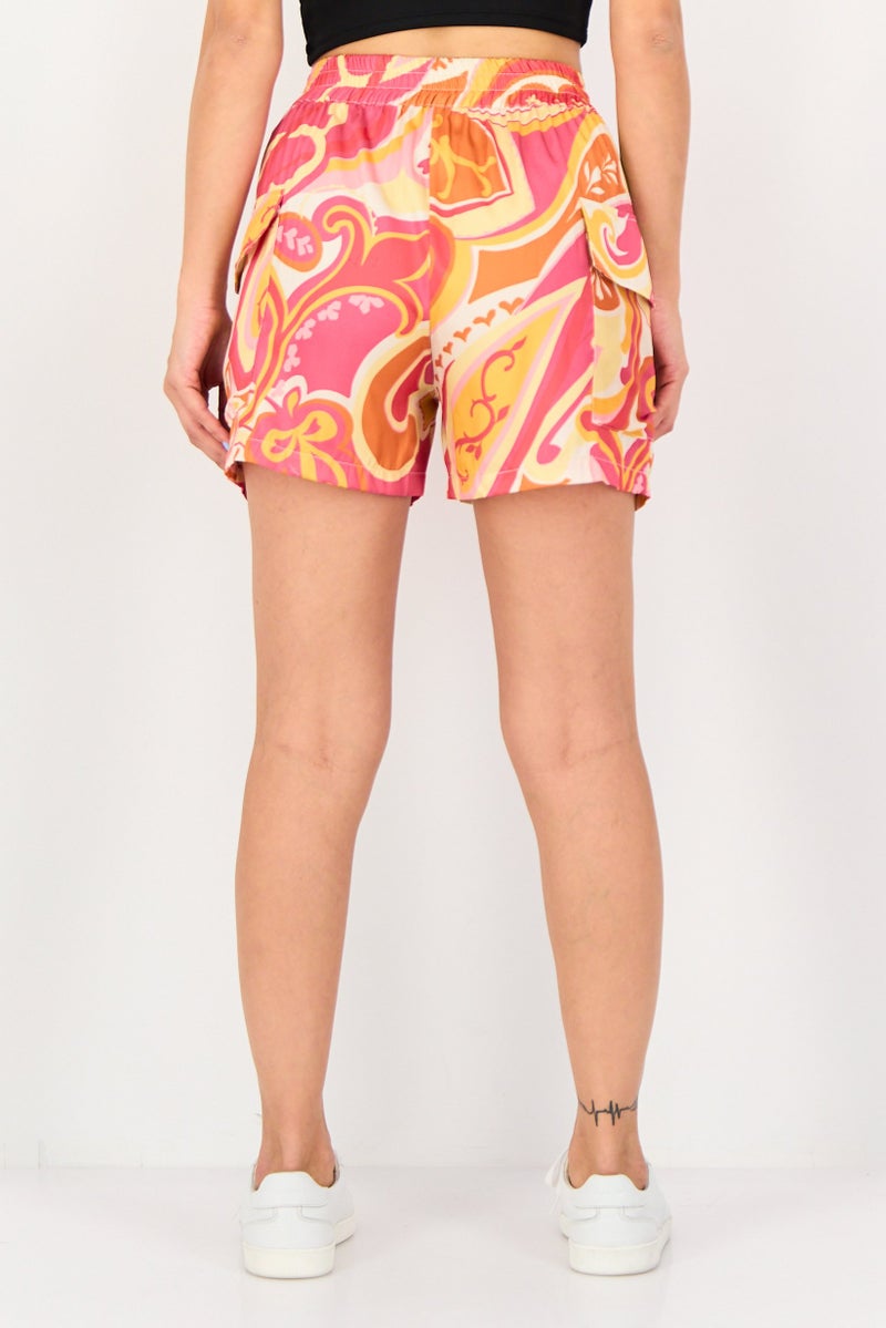 promod Women Allover Print Basic Shorts, Multicolor - Image 4