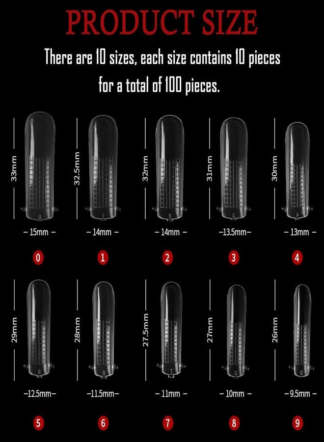 نيل ويند نايل ويند - ١٠٠ قطعة من أطراف الأظافر الاصطناعية المصنوعة من جل البولي، قالب لتطويل الأظافر، قالب كامل التغطية من الأكريليك المقاوم للأشعة فوق البنفسجية، عبوة شفافة من قطعة واحدة - Image 5