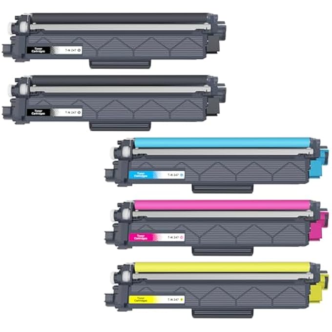 TN243CMYK TN247 TONER COMPATIBLE WITH BROTHER TN-243CMYK TN-247 FOR MFC-L3750CDW MFC-L3770CDW DCP-L3550CDW HL-L3230CDW HL-L3210CW MFC-L3710CW (PACK OF 5) - Image 1