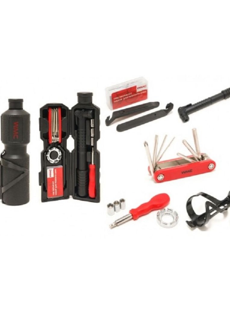 WMC TOOLS Bicycle Repair Tool Set 27 psc with Bottle Holder in a Tube, Black - Image 1