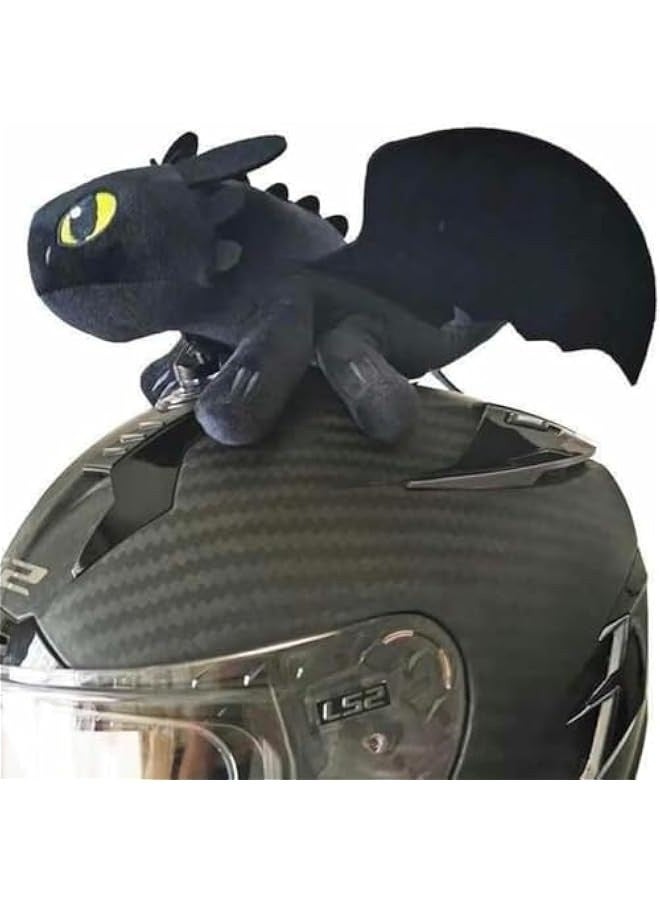 Dragon Car Accessories, Toothless Little Dragon Car Accessory Double Evil Spirit Doll with Suction Cup Helmet Car Motorcycle Sunroof Dragon Decoration (Black+White, 10.6 inch)  - Image 3