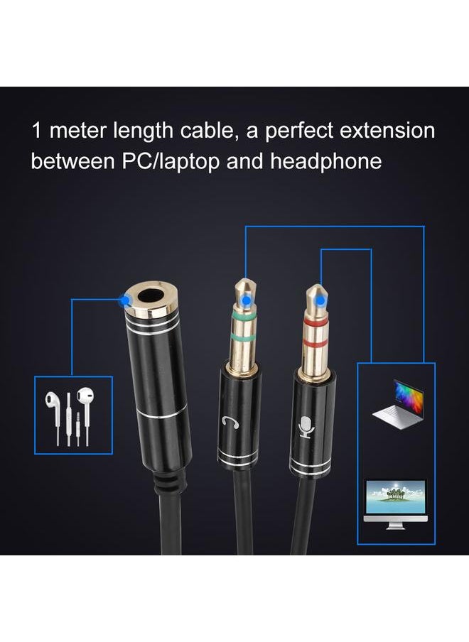 Thoraya 3.5mm Female to 3.5mm Dual Male Audio Extension Cable Headphone Splitter Mic Earphone Adapter  - Image 5