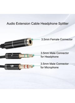 Thoraya 3.5mm Female to 3.5mm Dual Male Audio Extension Cable Headphone Splitter Mic Earphone Adapter  - Image 3