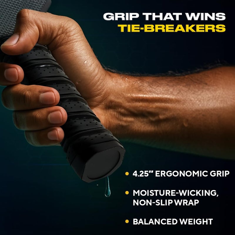 AEGON مضرب بيكلبول للمستوى الاحترافي | سطح من التيتانيوم المنسوج بتقنية التشكيل الحراري للدوران | نواة من خلية النحل بسمك 16 مم | خفيف الوزن | قوة، تحكم ودوران فائقة (حقيبة حمل متضمنة) - Image 5