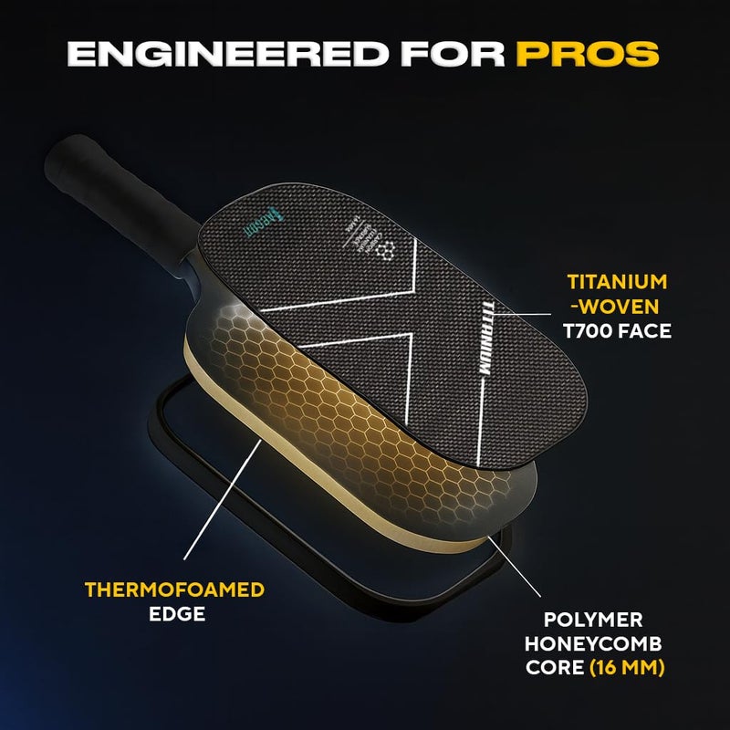 AEGON مضرب بيكلبول للمستوى الاحترافي | سطح من التيتانيوم المنسوج بتقنية التشكيل الحراري للدوران | نواة من خلية النحل بسمك 16 مم | خفيف الوزن | قوة، تحكم ودوران فائقة (حقيبة حمل متضمنة) - Image 4