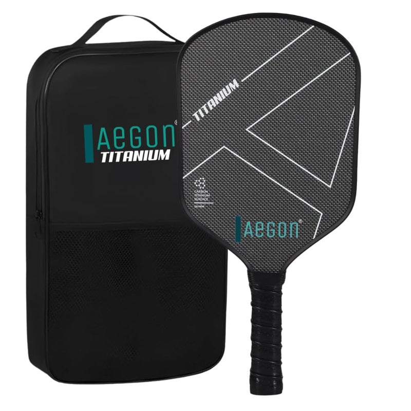 AEGON مضرب بيكلبول للمستوى الاحترافي | سطح من التيتانيوم المنسوج بتقنية التشكيل الحراري للدوران | نواة من خلية النحل بسمك 16 مم | خفيف الوزن | قوة، تحكم ودوران فائقة (حقيبة حمل متضمنة) - Image 1