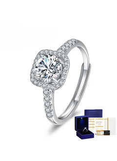 S925 Silver Moissanite Ring Classic 18K Gold Plated 1 karat square bag