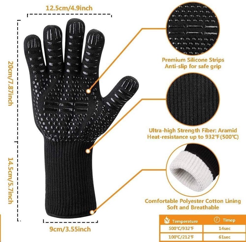 Paw Prints Oven Mitts, 1472°F Heat Resistant Gloves (2Pcs), Cut-Resistant Grill Gloves, Non-Slip Silicone BBQ Gloves, Kitchen Safe Cooking Gloves, Oven Mitts,Smoker,Barbecue,Grilling - Image 3