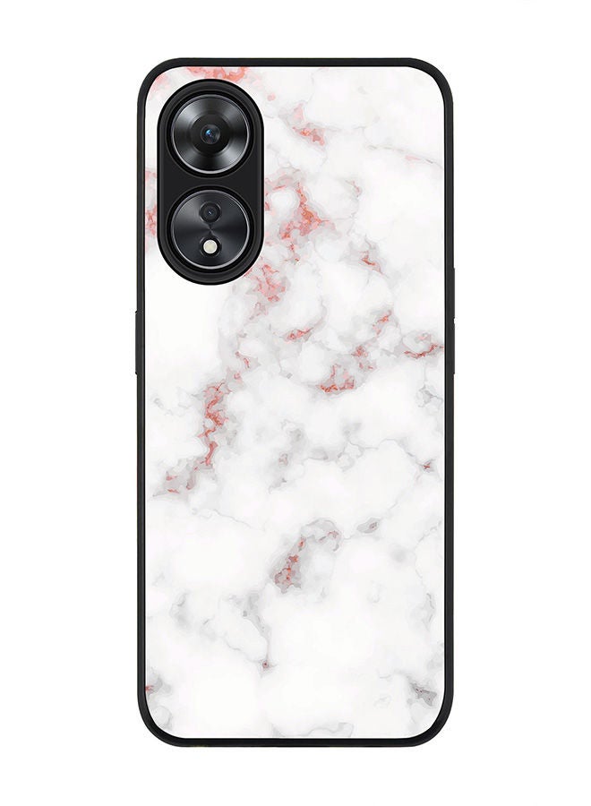 Stylizedd حافظة سوداء متينة لهاتف Oppo A78 5G / Oppo A58 5G - حافظة مرنة رقيقة بحواف مطاطية مقاومة للسقوط - طباعة رخامية وردية رمادية - Image 1