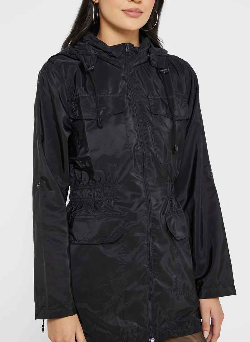 boohoo Button Detail Coat