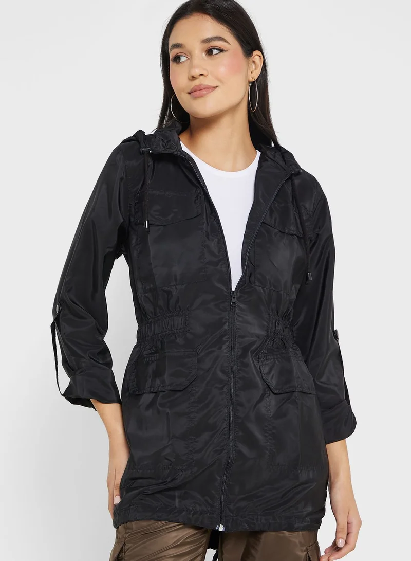 boohoo Button Detail Coat