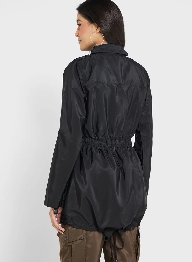 boohoo Button Detail Coat