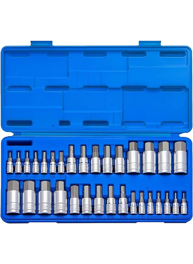 Neiko 10288A Allen Hex Bit Socket Set 32 Piece Sae And Metric Allen Socket Set Allen Head Hex Key Socket Set Made With S2 Steel - Image 1