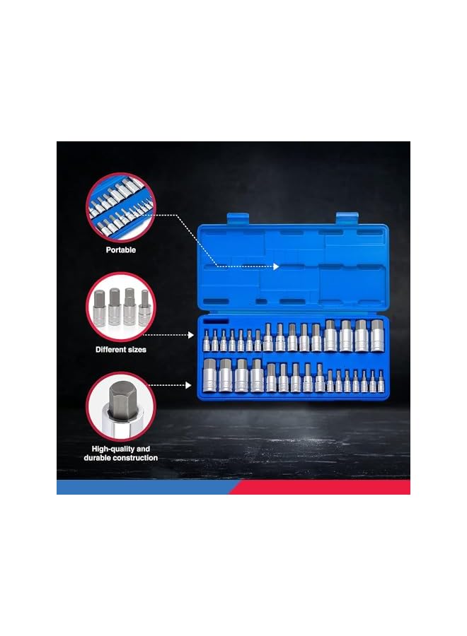 Neiko 10288A Allen Hex Bit Socket Set 32 Piece Sae And Metric Allen Socket Set Allen Head Hex Key Socket Set Made With S2 Steel - Image 4