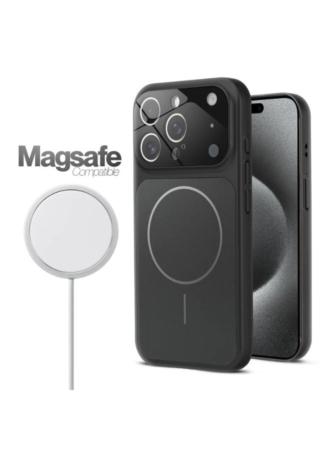 MUDISO iPhone 15 Pro Case Compatible with Magsafe Matte Glass Slim Case For iPhone 15 Pro Anti-Scratch Camera Lens Protector Shockproof Cover 15 Pro 6.1-inch - Image 3